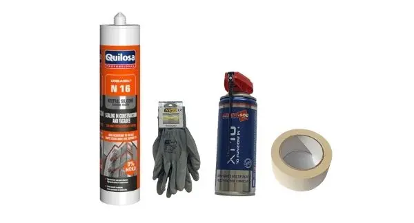 Mastic colle silicone et acrylique et cale