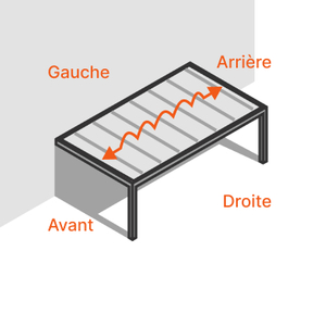 Custom-made lean-to bioclimatic pergola, Type of installation: Depth side (Longitudinal)