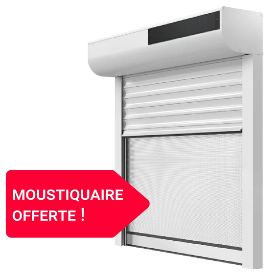 Solar-powered radio-controlled roller shutter with free mosquito net - Profalux, Volet roulant solaire: Profalux VR Moustiquaire