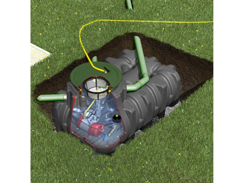 Complete kit GRAF PLATINE ULTRA-FLAT 3000L tank to be buried for the garden - Submersible pump - Vehicle, Tank volume: 3,000L