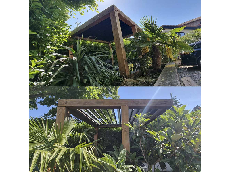 Perogla avec structure bois vue poteaux
