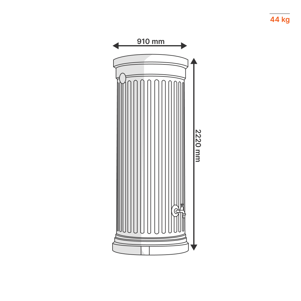 Récupérateur d'eau colonne cylindrique sable 1000 litres avec collecteur  filtrant et robinet