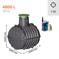 Cuve de rétention d'eau de pluie GRAF 4800L DN110 CARAT avec Pack pompe de relevage