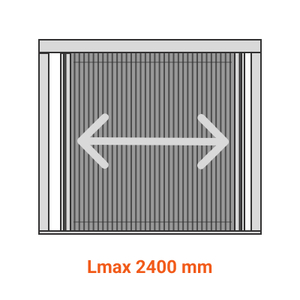 Plisseret myggenet i aluminium til lille fodaftryk - 22 mm, Model: Vendbar