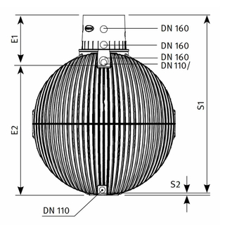 Cuve de r&eacute;tention d'eau de pluie de 3750L - CARAT - GRAF dimensions