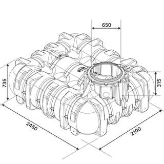 GRAF Cuve PLATINE Extra Plate 3000L dessin dimensions