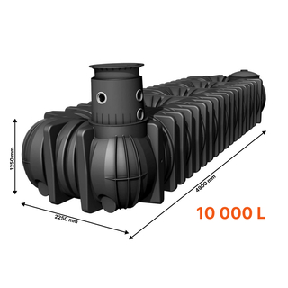 Cuve r&eacute;cup&eacute;ration d'eau de pluie extra plate 10 000 L dimensions cuve
