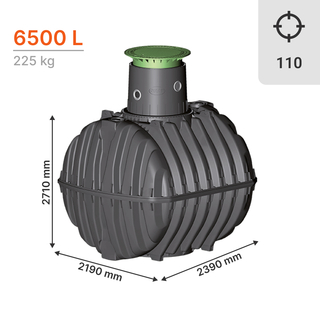 Cuve de R&eacute;tention et Utilisation d'eau de pluie de 6500L - CARAT - GRAF, Volume de cuve: 6 500L, Raccordement: DN 110