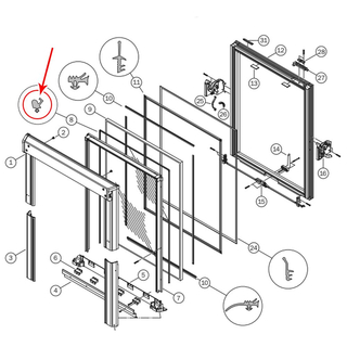 Joint de vitrage extérieur (pièce N° 8) pour fenêtre ROTO série 61x, 62x et 84x-1