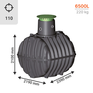 Cuve de stockage d'eau de pluie CARAT de 6500L et accessoires