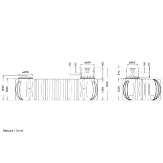 CUVE PLATINE XL 10000L DN160 sp&eacute;ciale Eau de Pluie dessin