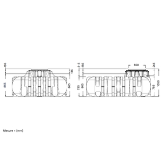 Kit cuve PLATINE ULTRA-PLATE 3000L enterrer GRAF dimensions
