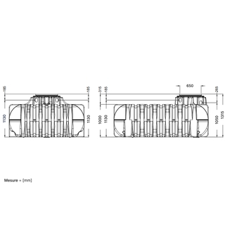 Kit cuve PLATINE ULTRA-PLATE &agrave; enterrer pour le jardin - GRAF dimensions