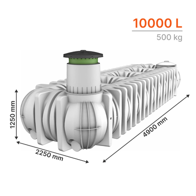 Cuve de stockage d'eau potable EXTRA PLATE à enterrer PLATINE XL de 10 000L, Volume do tanque: 10.000L