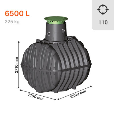 6500L zadržování dešťové vody a použití nádrž - CARAT - GRAF, Objem nádrže: 6 500 l, Průměr připojení: DN 110