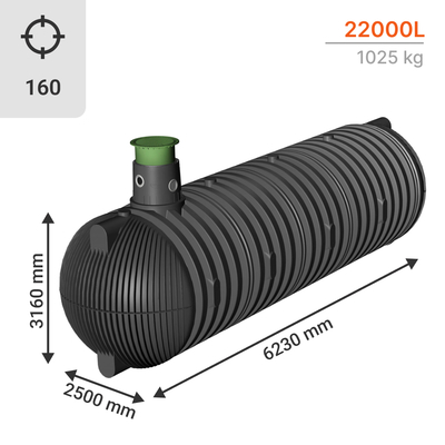 Acumulador subterrâneo de águas pluviais CARAT XXL 22000L e acessórios para configurar - GRAF, Volume do tanque: 22.000L