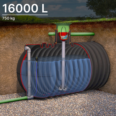 Cuve de rétention d'eau de pluie de 16 m³ CARAT XXL à enterrer et accessoires à configurer