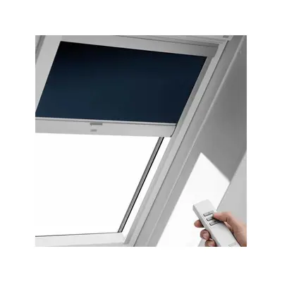 Store intérieur occultant électrique ROTO pour fenêtre série Q4.QT4 dimension 114/160 - Toile ligne beige encadrement blanc