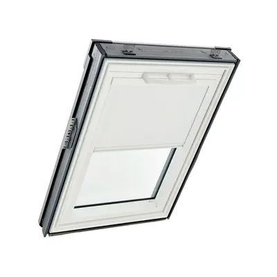 Store intérieur occultant manuel ROTO pour fenêtre série Q4.QT4 dimension 55/78 - Toile gris foncé encadrement couleur alu