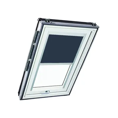 Store intérieur occultant manuel ROTO pour fenêtre série R4.R7 dimension 13/14 - Toile beige encadrement blanc