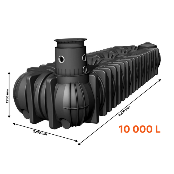 PLATINUM XL 10000L EXTRA FLAT tanque subterrâneo de armazenamento de água da chuva e acessórios, Volume do tanque: 10.000L, dôme - GR Graf: Maxi dôme, Diâmetro de conexão: DN 110