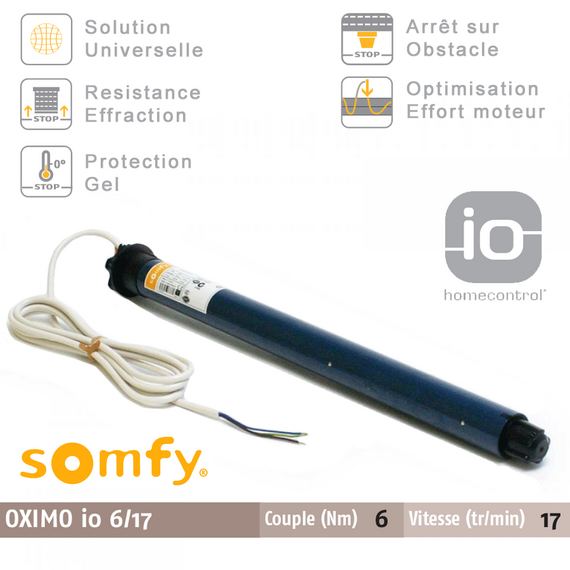 Moteur Somfy Oximo IO couple 6 vitesse 17