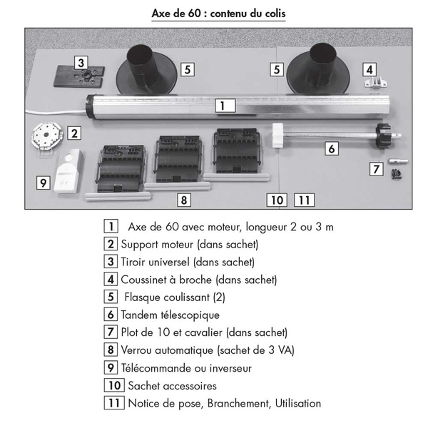 F Wired Shaft Kit Diameter 60 Voor BLOC Shutter - Aslengte 3000mm - Bubendorff, 2 image