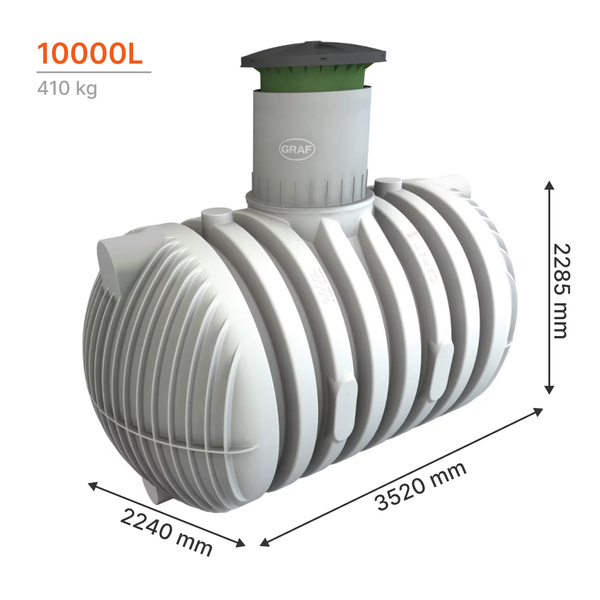 Cuve de stockage d'eau potable CARAT XL à enterrer de 10 000 L, Tankvolumen: 10.000 l