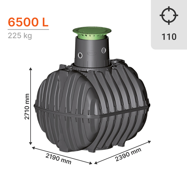 6500L esővíz-visszatartás és -használat tartály - CARAT - GRAF, Tartály térfogata: 6500 liter, Csatlakozás átmérője: DN 110