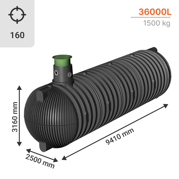 CARAT XXL 36000L underjordisk regnvandsbeholder og tilbehør til at konfigurere - GRAF, Tankvolumen: 36.000 l