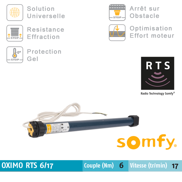 SOMFY Oximo RTS radiomotor - 06 Nm kort-Somfy