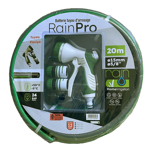 BATTERIE TUYAU RainPro Ø15x20M 24B + PISTOLET 7