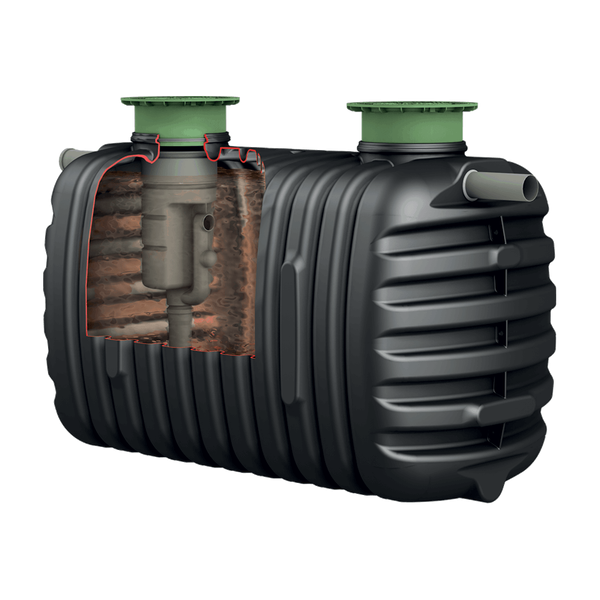 Alle-water-tank 3000 liter met Anaerobix voorfilter en telescopische contactdozen