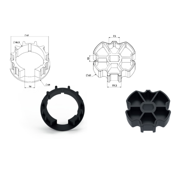 Adapter voor Ø45 motor voor 64 mm as