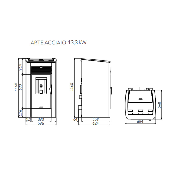 Peletová kamna ARTE 10 a 13,3Kw - JOLLYMEC, 5 image