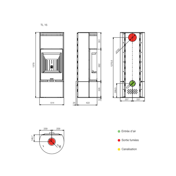 TL15 inertia log wood stove with 40kg of stone - 7.5KW - JOLLYMEC, 5 image