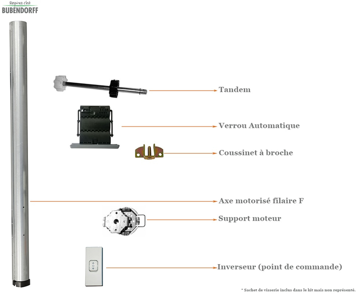 F Wired Shaft Kit Durchmesser 60 für TRADI Shutter - Schaftlänge 3000 mm - Bubendorff