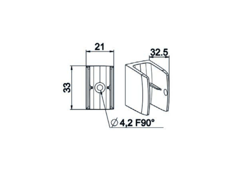 détail des dimensions du clip pour manivelle de tringle oscillante de volet roulant