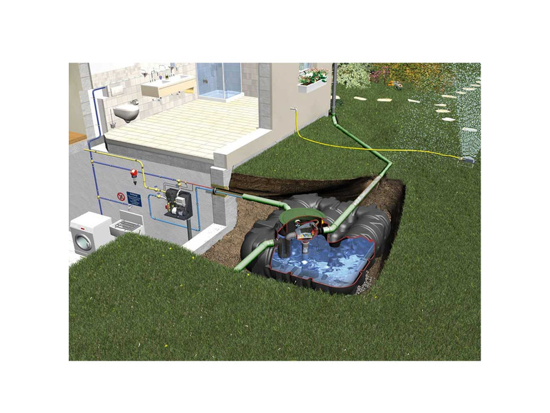Kit complet cuve récupération eau pluie GRAF PLATINE ULTRA PLATE avec console AQUA CENTER - 7500L SILENTIO, Volume do tanque: 7.500L