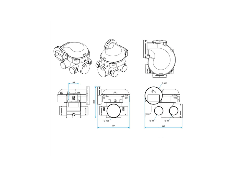 Dimensions vmc Easyhome autoreglable + bouches Colorline