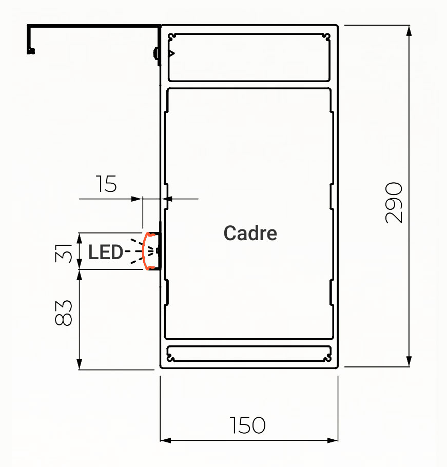 LED no quadro sem calha