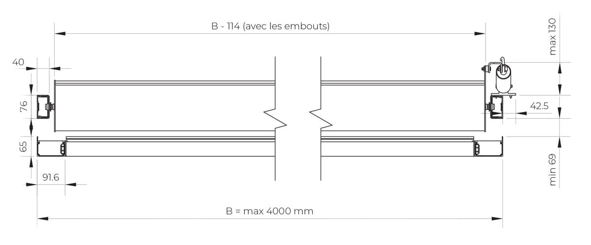 Coupe technique du kit lame orientable pergola bioclimatique