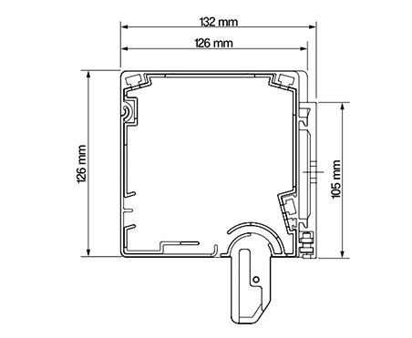 Coupe de coffre du store avec dimensions (126x126 mm)