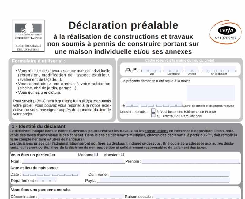 declaration administrative pergola bioclimatique et autoportée avec le cerfa 13703x07